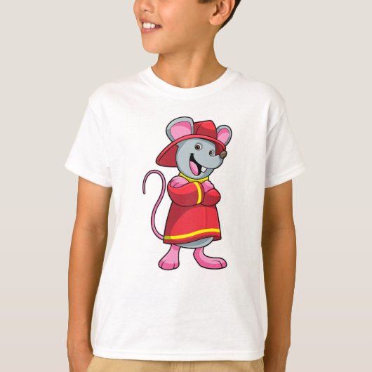 Muis als brandweerman met Helmet T-shirt (Voorkant)