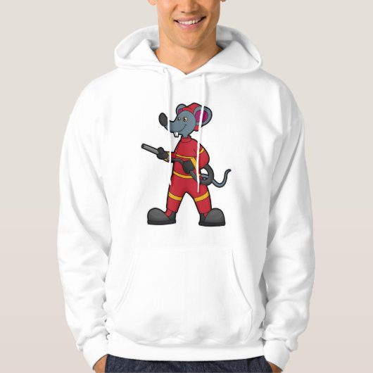 Muis als brandweerman met slang hoodie (Voorkant)