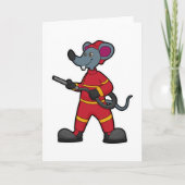 Muis als brandweerman met slang kaart (Voorkant)