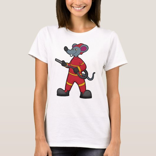 Muis als brandweerman met slang t-shirt (Voorkant)