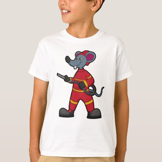 Muis als brandweerman met slang t-shirt (Voorkant)