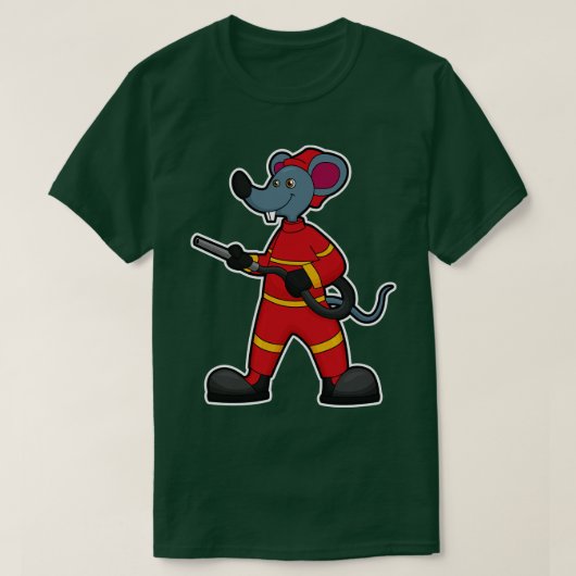 Muis als brandweerman met slang t-shirt (Design voorkant)