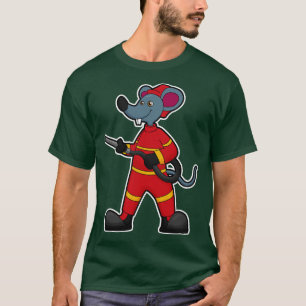 Muis als brandweerman met slang t-shirt