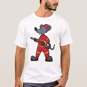 Muis als brandweerman met slang t-shirt