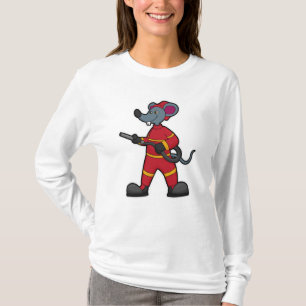 Muis als brandweerman met slang t-shirt