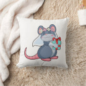 Muis als bruid met sluier & geschenk.PNG Kussen (Deken)