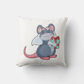 Muis als bruid met sluier & geschenk.PNG Kussen (Voorkant)