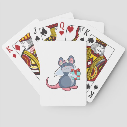 Muis als bruid met sluier & Geschenk.PNG Pokerkaarten (Achterkant)