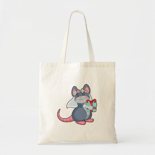 Muis als bruid met sluier & geschenk.PNG Tote Bag (Voorkant)
