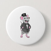 Muis als bruidegom met lint ronde button 7,6 cm (Voorkant)