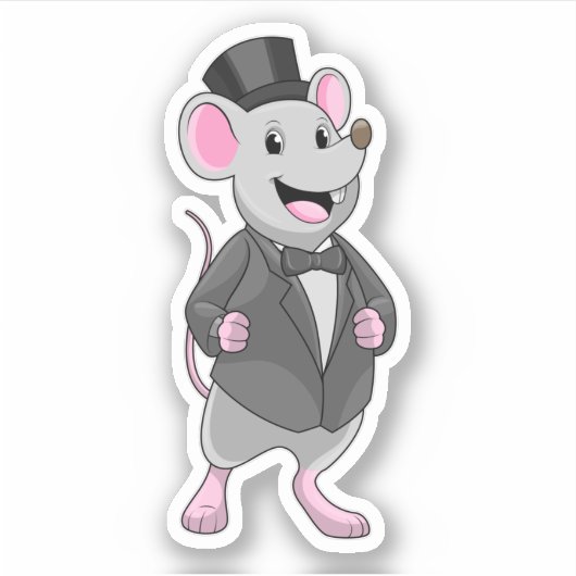 Muis als bruidegom met lint sticker (Voorkant)