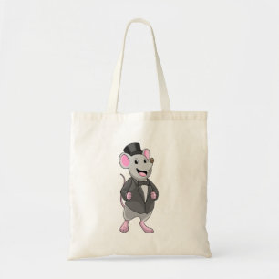 Muis als bruidegom met lint tote bag