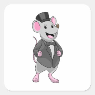 Muis als bruidegom met lint vierkante sticker
