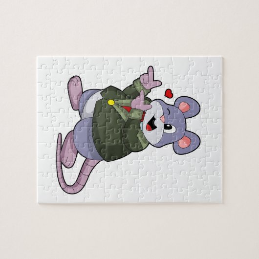 Muis als bruidegom met pak legpuzzel (Horizontaal)