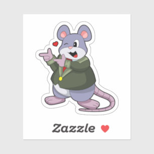 Muis als Bruidegom met Pak Sticker