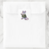 Muis als bruidegom met pak vierkante sticker (Tas)