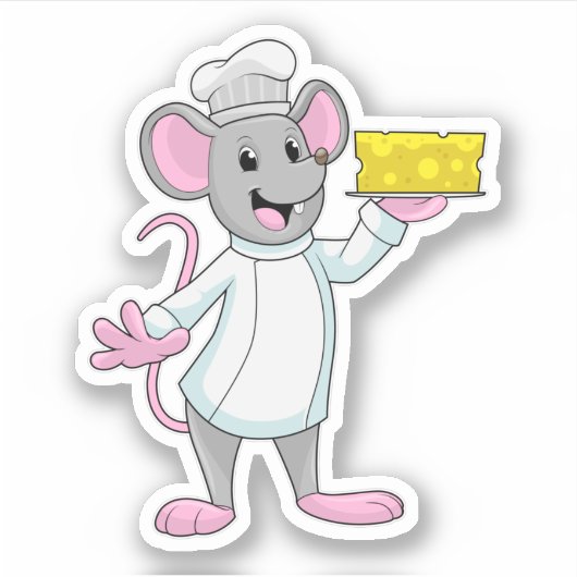 Muis als Cook met kaas Sticker (Voorkant)