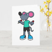 Muis als Dartspeler met Pijltjes Kaart (Gele Bloem)