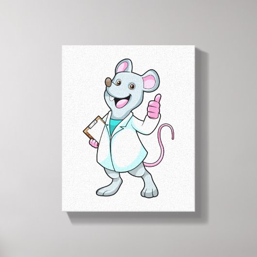 Muis als Doctor met de mantel van de dokter Canvas Afdruk (Voorkant)
