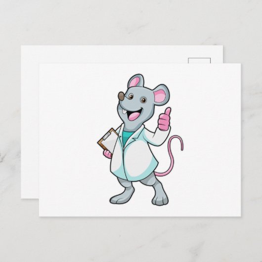Muis als dokter met doktersjas briefkaart (Voorkant / Achterkant)