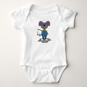 Muis als Fisher met Geviste staaf Romper