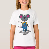Muis als Fisher met Geviste staaf T-shirt (Voorkant)