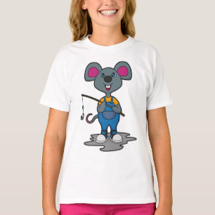 Muis als Fisher met Geviste staaf T-shirt