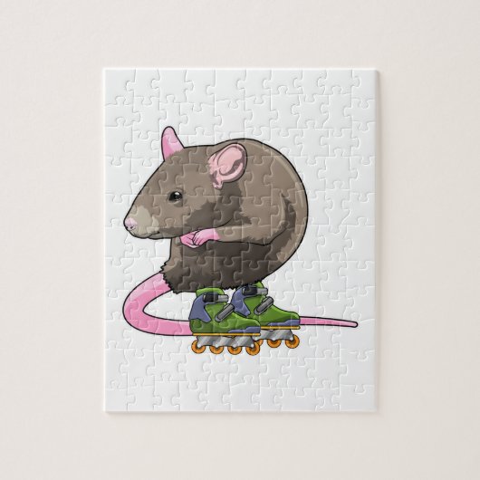 Muis als gealigneerd skater met gealigneerde schaa legpuzzel (Verticaal)