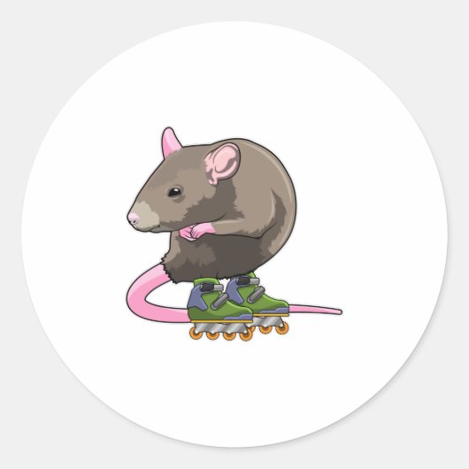 Muis als gealigneerd skater met gealigneerde schaa ronde sticker (Voorkant)