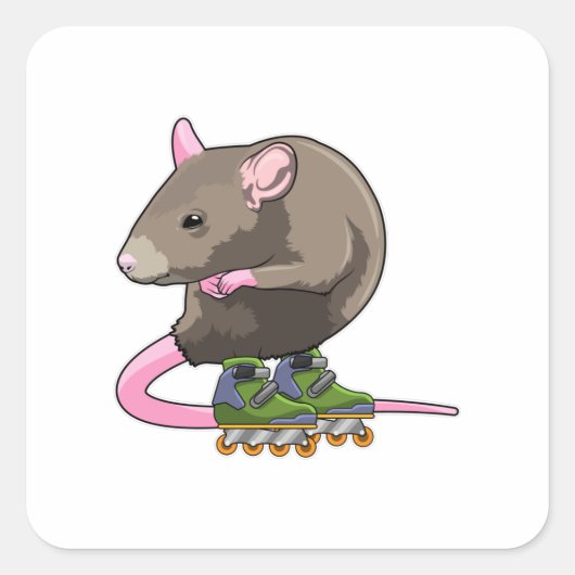Muis als gealigneerd skater met gealigneerde schaa vierkante sticker (Voorkant)