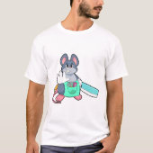 Muis als hairdresser met schaar en kam t-shirt (Voorkant)