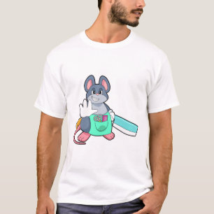 Muis als hairdresser met schaar en kam t-shirt