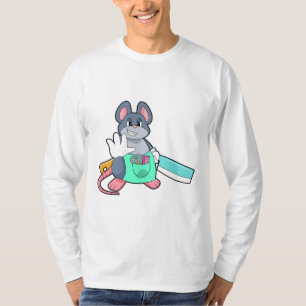 Muis als hairdresser met schaar en kam t-shirt