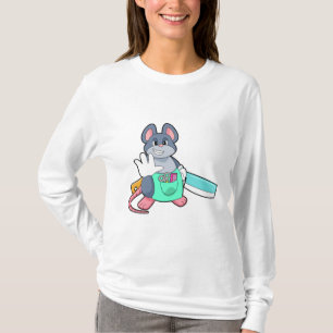 Muis als hairdresser met schaar en kam t-shirt