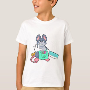 Muis als hairdresser met schaar en kam t-shirt