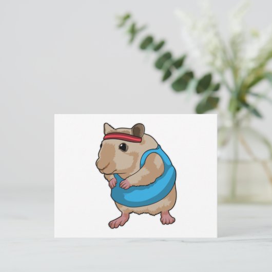 Muis als hardloper met hoofdband briefkaart (Staand voorkant)