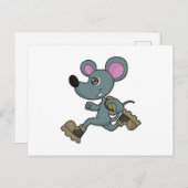 Muis als hardloper met rugzak briefkaart (Voorkant / Achterkant)