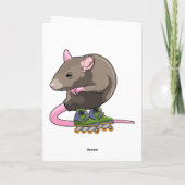Muis als inline skater met inline schaatsen kaart (Achterkant)