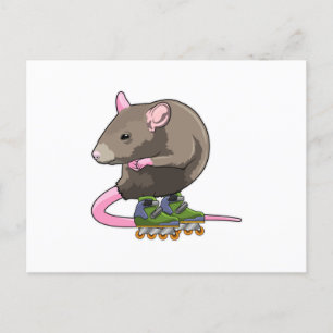 Muis als inline skater met inline skates briefkaart