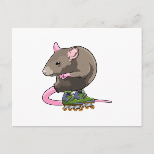 Muis als inline skater met inline skates briefkaart (Voorkant)