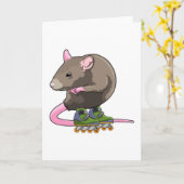 Muis als inline skater met inline skates kaart (Gele Bloem)