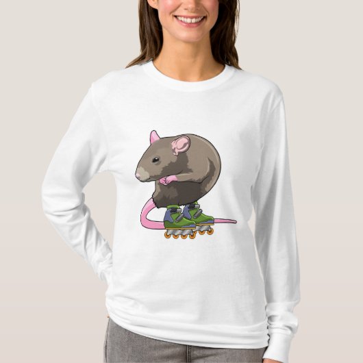 Muis als inlineskater met inline skates t-shirt (Voorkant)