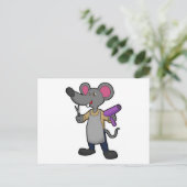 Muis als kapper met schaar en föhn briefkaart (Staand voorkant)