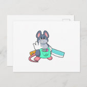 Muis als kapper met schaar en kam briefkaart (Voorkant / Achterkant)
