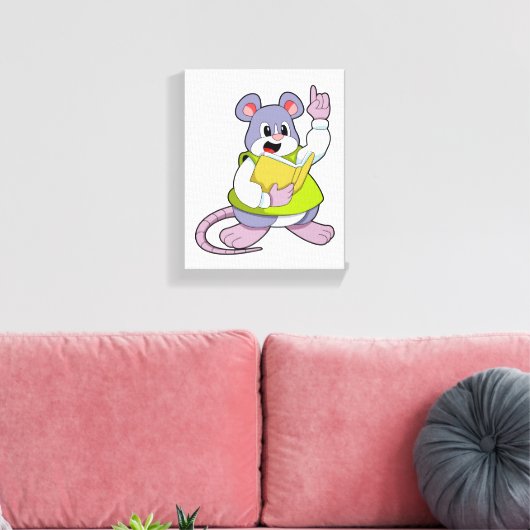 Muis als leraar met boek canvas afdruk (Insitu (Woonkamer))