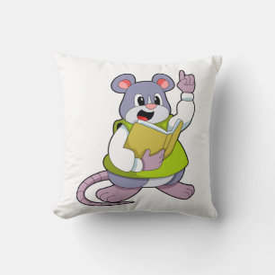 Muis als leraar met boek kussen