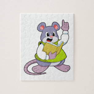 Muis als leraar met boek legpuzzel