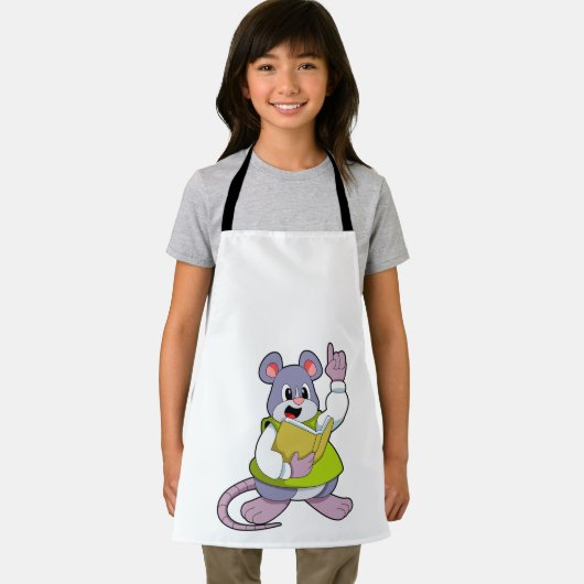 Muis als leraar met boek schort (Insitu)