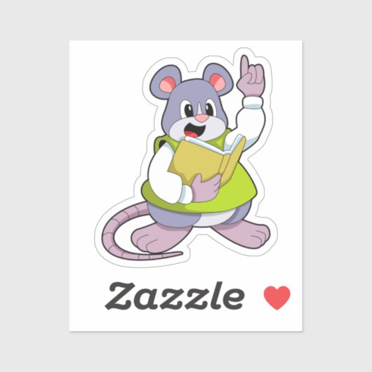 Muis als leraar met boek sticker (Vel)