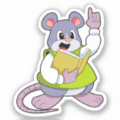 Muis als leraar met boek sticker (Voorkant)